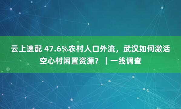 云上速配 47.6%农村人口外流，武汉如何激活空心村闲置资源？｜一线调查